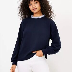Striped Ruffle Collar Sweatshirt